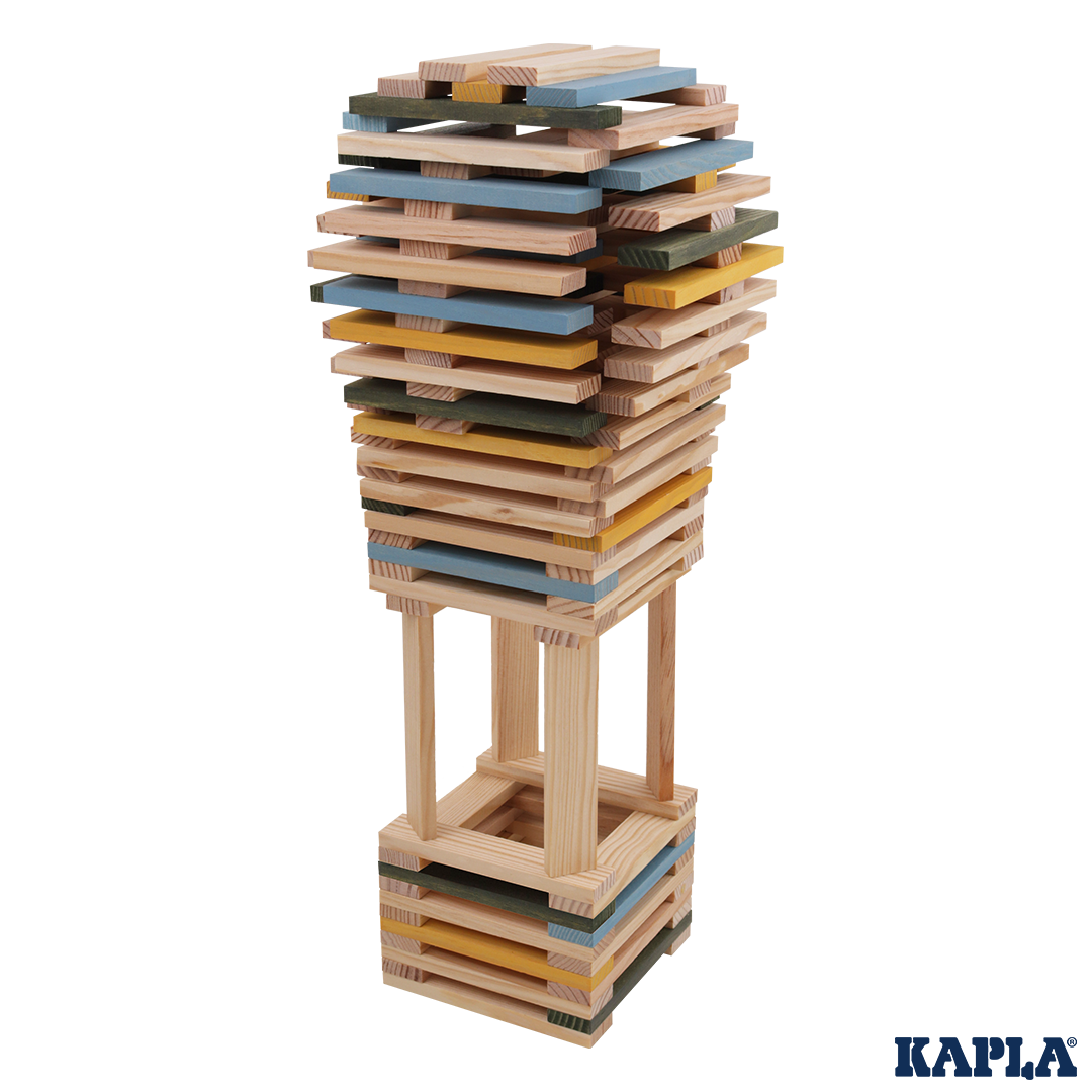 KAPLA 120 Box: light blue, yellow, green