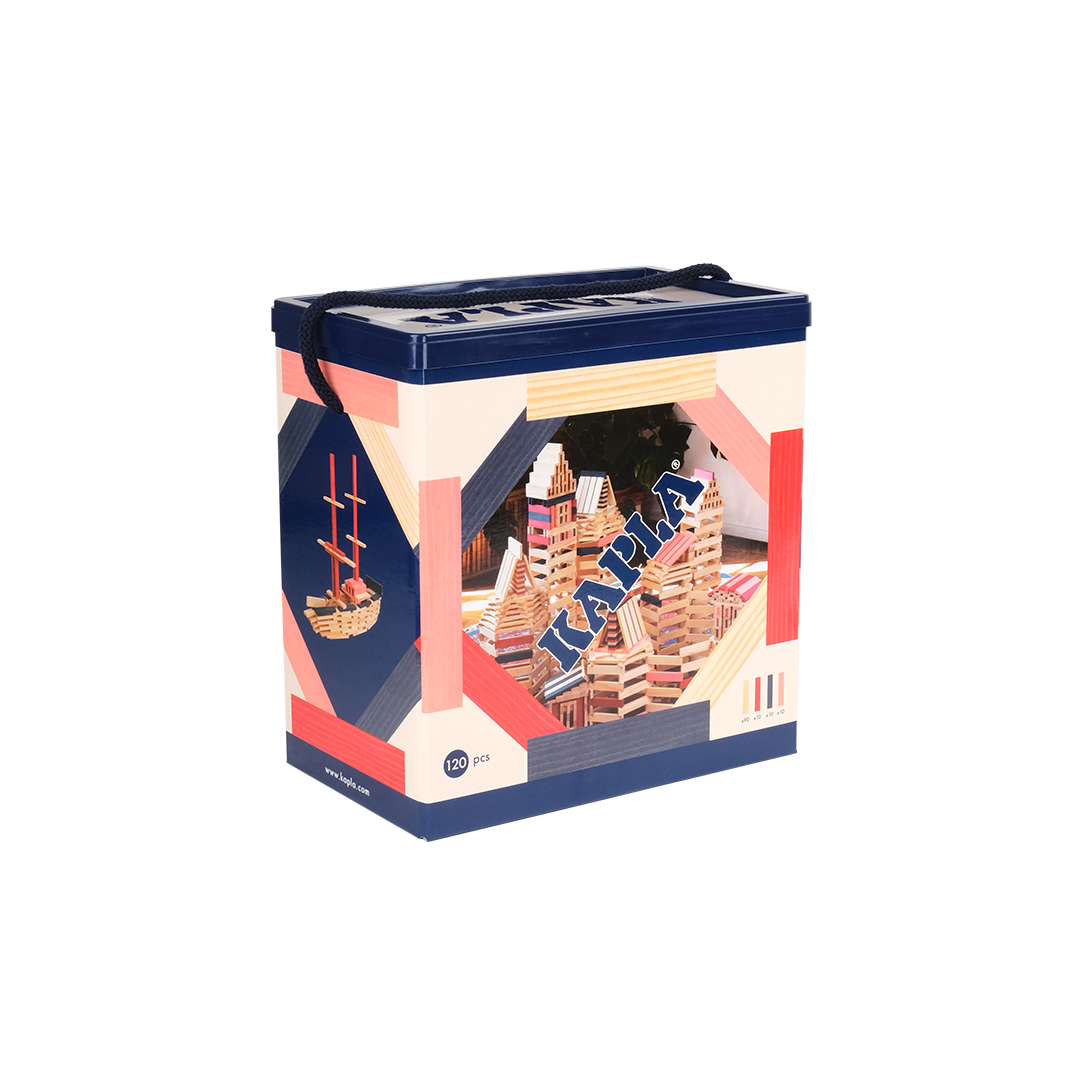 KAPLA 120 Box: red, dark blue, pink