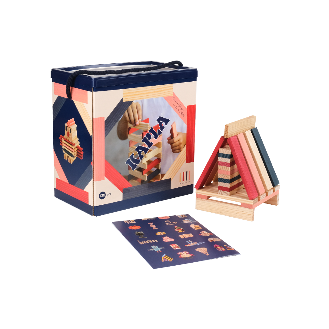 KAPLA 120 Box: red, dark blue, pink