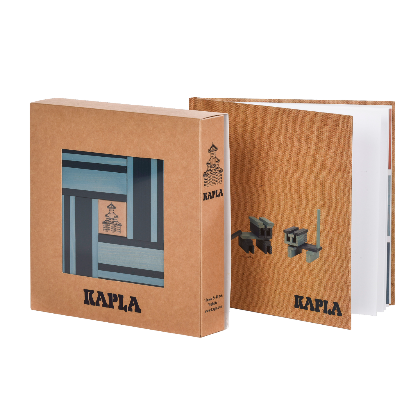 KAPLA Book and Colours Set: dark blue + light blue