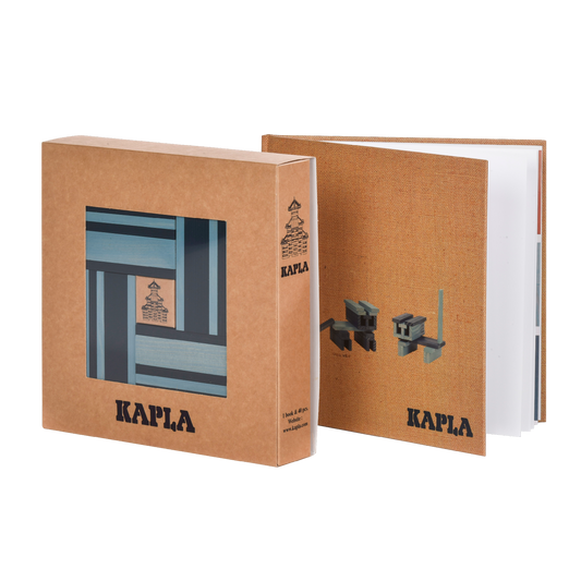 KAPLA Book and Colours Set: dark blue + light blue