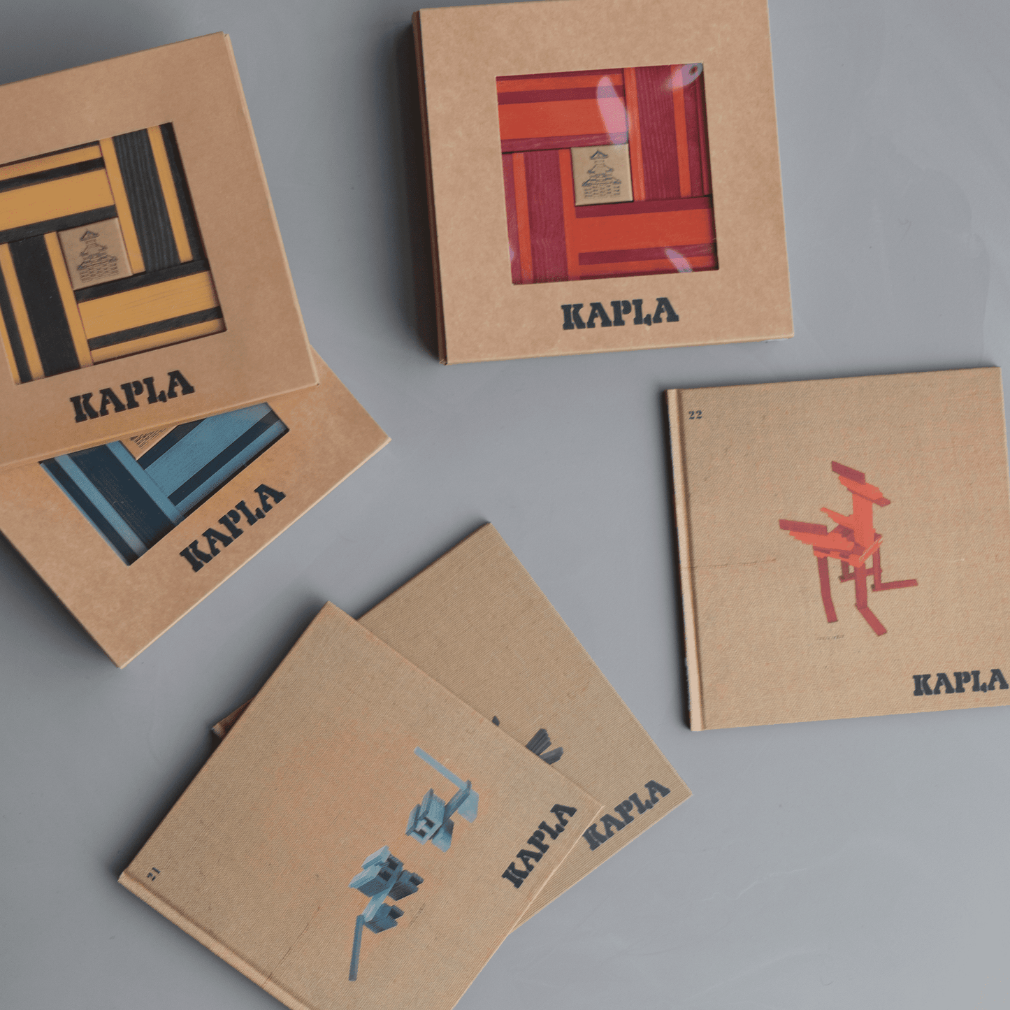 KAPLA Book and Colours Set: dark blue + light blue
