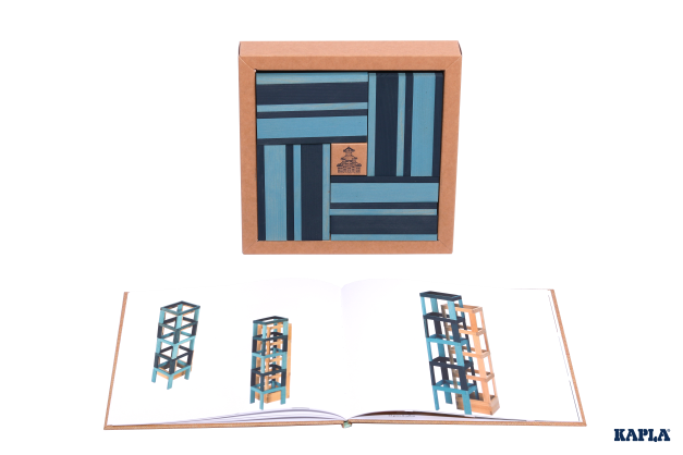 KAPLA Book and Colours Set: dark blue + light blue