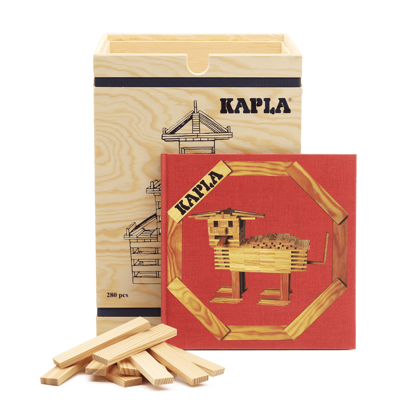 KAPLA 280 Chest: 280 natural planks + art book