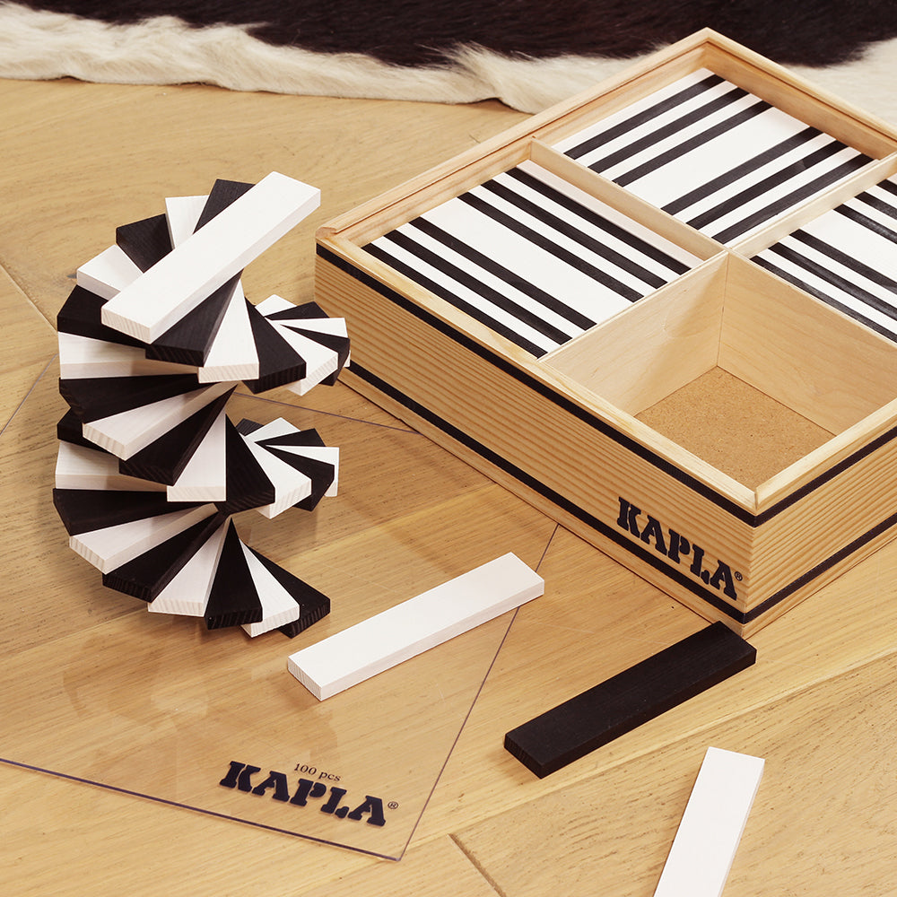 KAPLA Black & White Case: 100 monochrome planks
