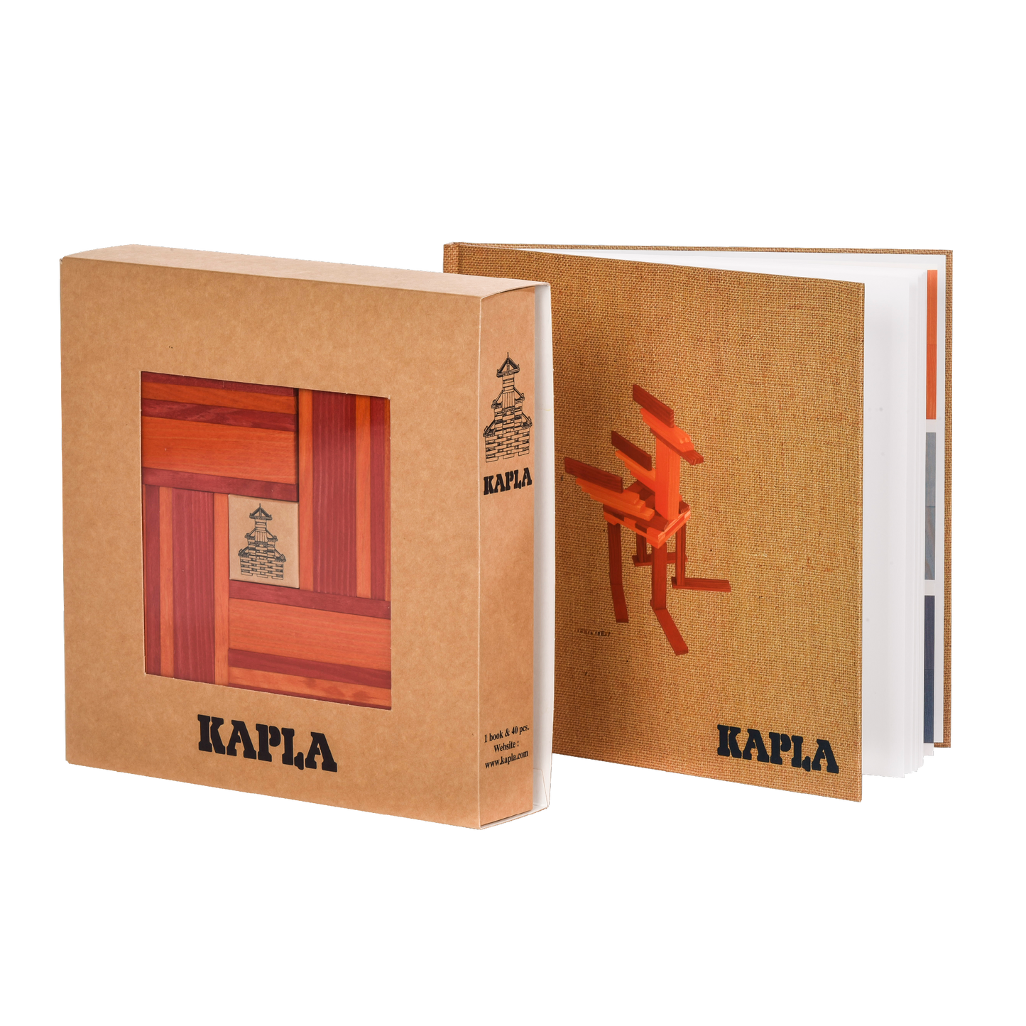 KAPLA Book and Colours Set: red + orange